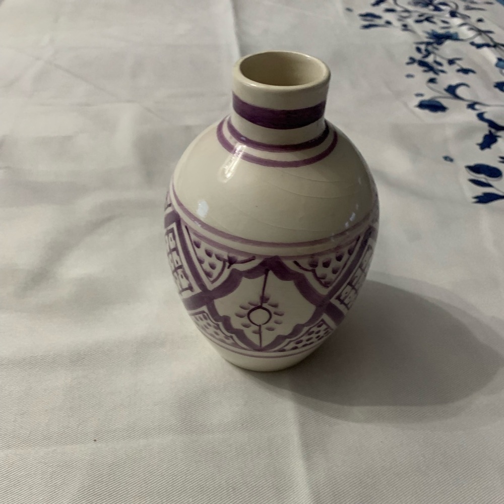 Doterra Purple and Cream Vase